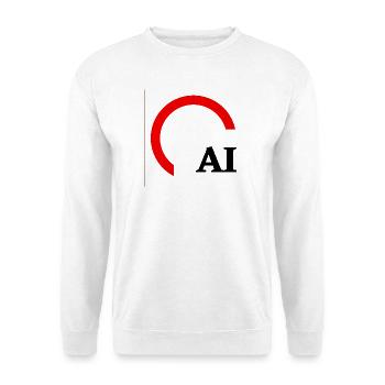 Rotes Hemisphärenbogenlogo - Unisex Pullover - Weiß - Vorne - Alina (178cm) & Michal (187cm)