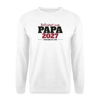 Befördert zum Papa 2027 - Unisex Pullover - Weiß - Vorne - Alina (178cm) & Michal (187cm)