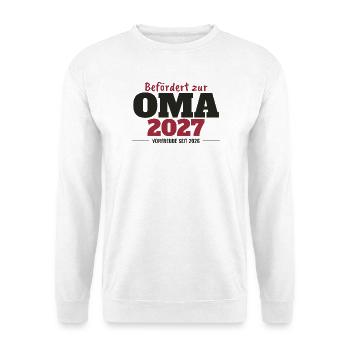 Befördert zur Oma 2027 - Unisex Pullover - Weiß - Vorne - Alina (178cm) & Michal (187cm)