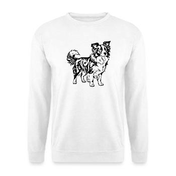Border Collie schwarz Hunde Liebhaber Geschenk  - Unisex Pullover - Weiß - Vorne - Alina (178cm) & Michal (187cm)