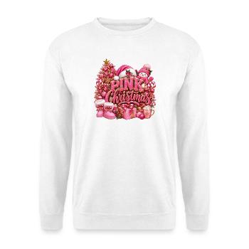 Weihnachtsrosa Glitzer und Geschenke - Unisex Pullover - Weiß - Vorne - Alina (178cm) & Michal (187cm)