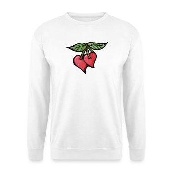 Cherries Aquarell Duo - Unisex Pullover - Weiß - Vorne - Alina (178cm) & Michal (187cm)