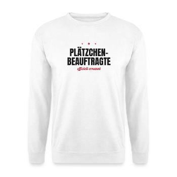 Plätzchen-Beauftragte – offiziell ernannt - Unisex Pullover - Weiß - Vorne - Alina (178cm) & Michal (187cm)