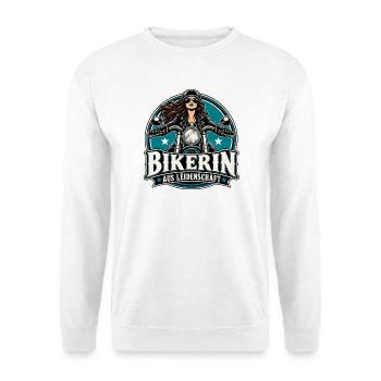 Bikerin Aus Leidenschaft - Unisex Pullover - Weiß - Vorne - Alina (178cm) & Michal (187cm)