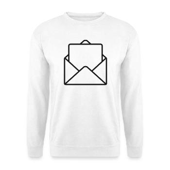Offenes Buchstabenzeilen-Symbol - Unisex Pullover - Weiß - Vorne - Alina (178cm) & Michal (187cm)