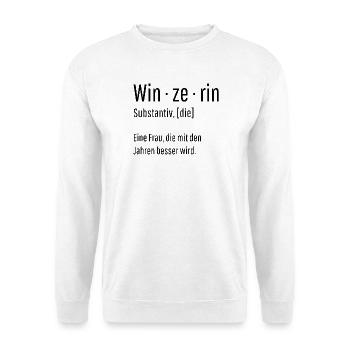 Winzerin Substantiv Definition Wein Geschenk - Unisex Pullover - Weiß - Vorne - Alina (178cm) & Michal (187cm)