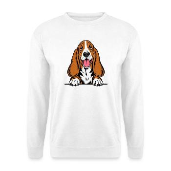 Basset Hound - Unisex Pullover - Weiß - Vorne - Alina (178cm) & Michal (187cm)