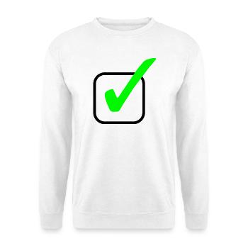 Neon-Grüner Haken Print - Unisex Pullover - Weiß - Vorne - Alina (178cm) & Michal (187cm)