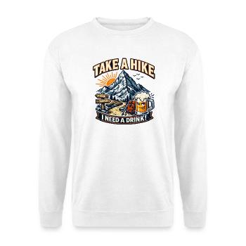 Take a Hike Genuss – Bergpfad Bier - Unisex Pullover - Weiß - Vorne - Alina (178cm) & Michal (187cm)