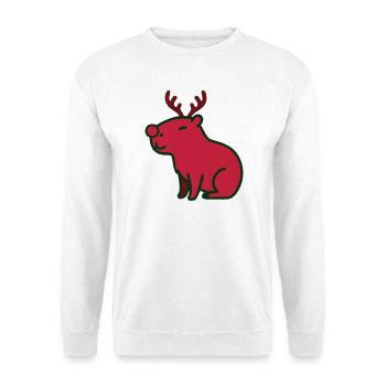 Rotes Rentier Weihnachten Icon - Unisex Pullover - Weiß - Vorne - Alina (178cm) & Michal (187cm)