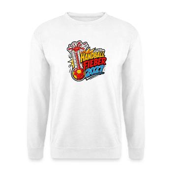 Handballfieber 2027 lustiges Thermometer Shirt - Unisex Pullover - Weiß - Vorne - Alina (178cm) & Michal (187cm)