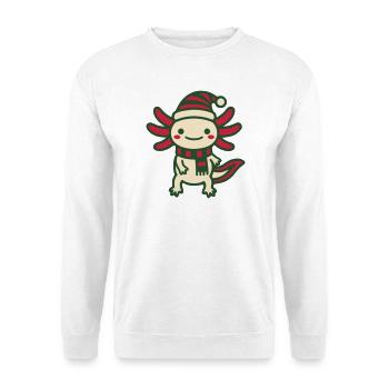 Weihnachts Axolotl Clipart - Unisex Pullover - Weiß - Vorne - Alina (178cm) & Michal (187cm)