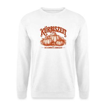 Kürbiszeit – Die schönste Jahreszeit Herbst Design - Unisex Pullover - Weiß - Vorne - Alina (178cm) & Michal (187cm)