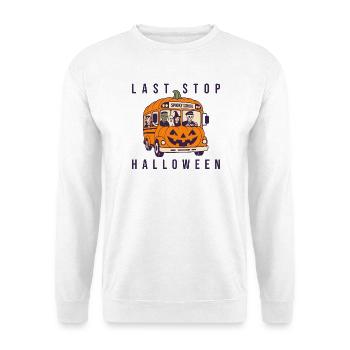 Pumpkin Bus Spooky School Halloween - Unisex Pullover - Weiß - Vorne - Alina (178cm) & Michal (187cm)