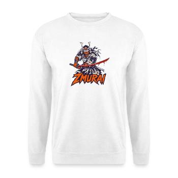 Zombie-Samurai mit blutigem Katana - Unisex Pullover - Weiß - Vorne - Alina (178cm) & Michal (187cm)