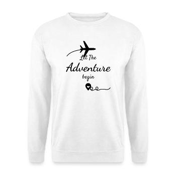Reisen Reisefieber Lustig Weltenbummler Reiselust - Unisex Pullover - Weiß - Vorne - Alina (178cm) & Michal (187cm)