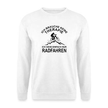Radfahren - Ich brauche keine Therapie - Unisex Pullover - Weiß - Vorne - Alina (178cm) & Michal (187cm)