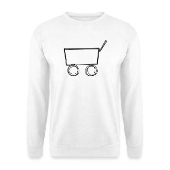 Bollerwagen handgezeichnet - Unisex Pullover - Weiß - Vorne - Alina (178cm) & Michal (187cm)