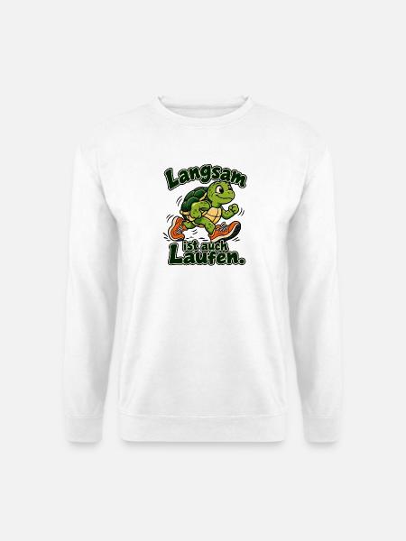 Langsam laufen – Schildkröte | Joggen gemütlich - Unisex Pullover - Weiß