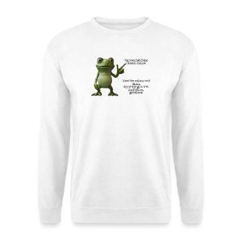 Grüner Frosch zum Thema Tattoo - Unisex Pullover - Weiß - Vorne - Alina (178cm) & Michal (187cm)