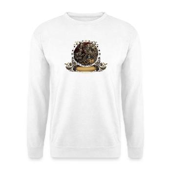 Unheimliches Halloween: Hexe, Vampir und Kind - Unisex Pullover - Weiß - Vorne - Alina (178cm) & Michal (187cm)