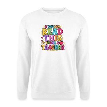 Lustige Englischlehrerin unterrichtet Lebenspädagogin Kunst - Unisex Pullover - Weiß - Vorne - Alina (178cm) & Michal (187cm)