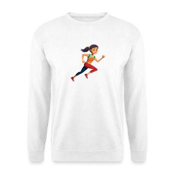 Running Girl - Unisex Pullover - Weiß - Vorne - Alina (178cm) & Michal (187cm)