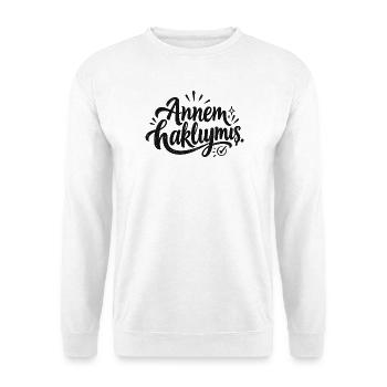 Annem Haklymus Handgeschriebenes Logo - Unisex Pullover - Weiß - Vorne - Alina (178cm) & Michal (187cm)