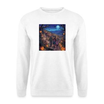 Halloween Familienwanderung - Unisex Pullover - Weiß - Vorne - Alina (178cm) & Michal (187cm)