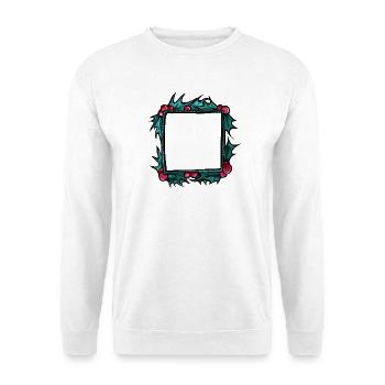 Stechpalmenrahmen mit karmesinroten Beeren - Unisex Pullover - Weiß - Vorne - Alina (178cm) & Michal (187cm)