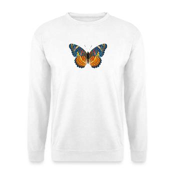 Vivid Spectrum Schmetterlingsflügelkunst - Unisex Pullover - Weiß - Vorne - Alina (178cm) & Michal (187cm)