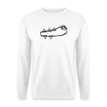 Krokodil handgezeichnet - Unisex Pullover - Weiß - Vorne - Alina (178cm) & Michal (187cm)