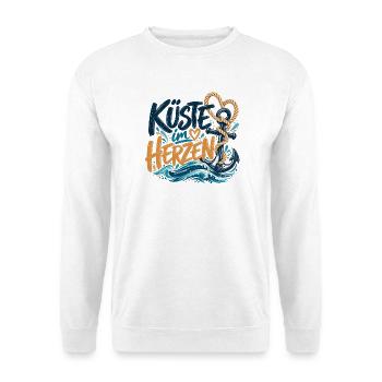 Küste im Herzen – Maritimes Design - Unisex Pullover - Weiß - Vorne - Alina (178cm) & Michal (187cm)