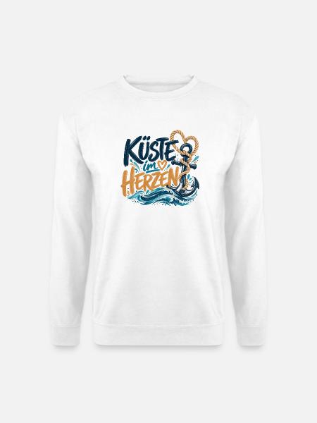 Küste im Herzen – Maritimes Design - Unisex Pullover - Weiß