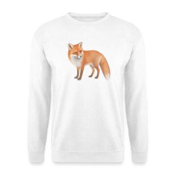 Illustriertes Fuchsblattpastell - Unisex Pullover - Weiß - Vorne - Alina (178cm) & Michal (187cm)