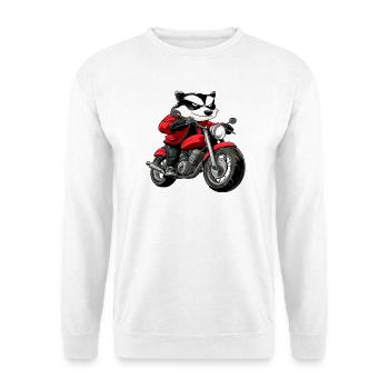 Dachse Motorradfahrer / Motorrad Marder - Unisex Pullover - Weiß - Vorne - Alina (178cm) & Michal (187cm)