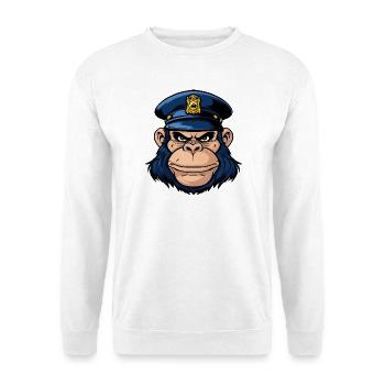 Affen Polizei - Unisex Pullover - Weiß - Vorne - Alina (178cm) & Michal (187cm)