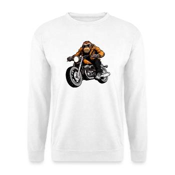 Motorrad Affen - Unisex Pullover - Weiß - Vorne - Alina (178cm) & Michal (187cm)