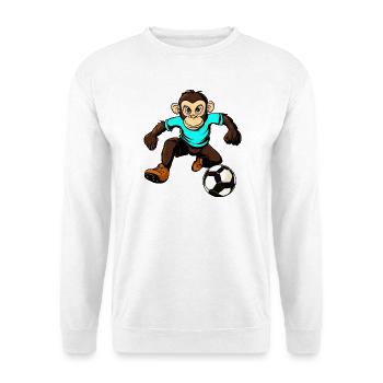 Fussballer Affe - Unisex Pullover - Weiß - Vorne - Alina (178cm) & Michal (187cm)