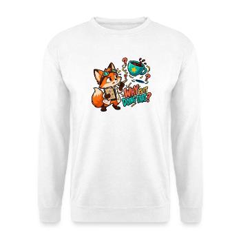 Warum macht er das? - Unisex Pullover - Weiß - Vorne - Alina (178cm) & Michal (187cm)