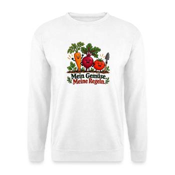 Mein Gemüse meine Regeln - Unisex Pullover - Weiß - Vorne - Alina (178cm) & Michal (187cm)