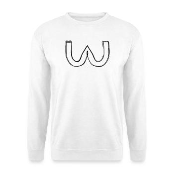 Griechischer Buchstabe Omega handgezeichnet - Unisex Pullover - Weiß - Vorne - Alina (178cm) & Michal (187cm)