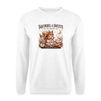 Squirrel Sweets Bakery: Mit Liebe gebacken - Unisex Pullover - Weiß - Vorne - Alina (178cm) & Michal (187cm)