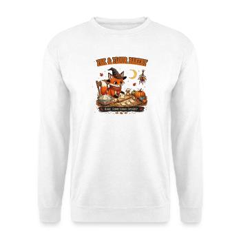 Fox & Flour Bakery: Gruseliger Herbstgebäck - Unisex Pullover - Weiß - Vorne - Alina (178cm) & Michal (187cm)