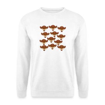 Niedlicher Spatzenkopf - Unisex Pullover - Weiß - Vorne - Alina (178cm) & Michal (187cm)