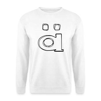 Kleinbuchstabe ä handgezeichnet - Unisex Pullover - Weiß - Vorne - Alina (178cm) & Michal (187cm)