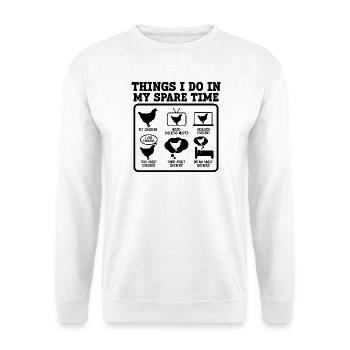 Huhn Humor Freizeit - Unisex Pullover - Weiß - Vorne - Alina (178cm) & Michal (187cm)