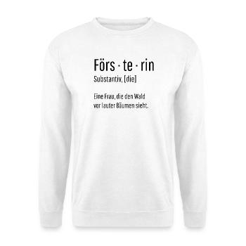 Försterin Substantiv Definition Wald Geschenk - Unisex Pullover - Weiß - Vorne - Alina (178cm) & Michal (187cm)