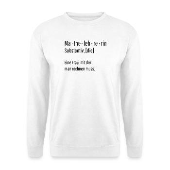 Mathelehrerin Substantiv Definition Mathe Geschenk - Unisex Pullover - Weiß - Vorne - Alina (178cm) & Michal (187cm)
