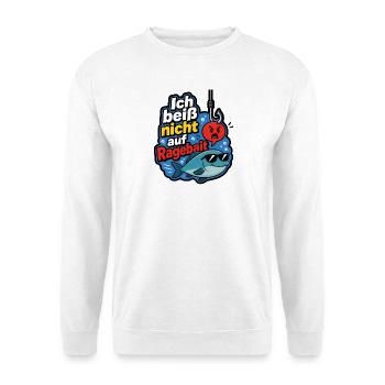 Ich beiß nicht auf Ragebait Angel Angler Shirt - Unisex Pullover - Weiß - Vorne - Alina (178cm) & Michal (187cm)